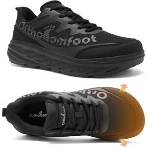 OrthoComfoot Womens Size 11 Black Lace Up Orthopedic Wide Toe Box Athletic Shoes